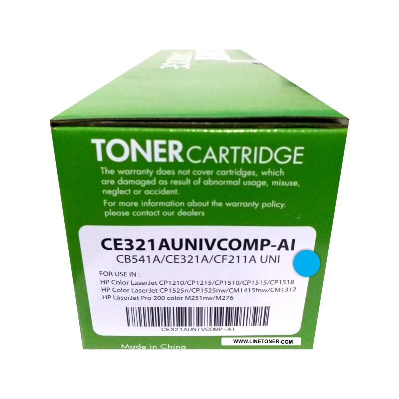 Toner compatible para   CE321A (128A ) /CB541A (125A) /CF211A (131A)  Cian 1,800 páginas